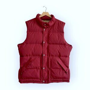 Lands End Men's Large Down Puffer Vest, Quilted Snap/Full Zip 600 Fill. Red